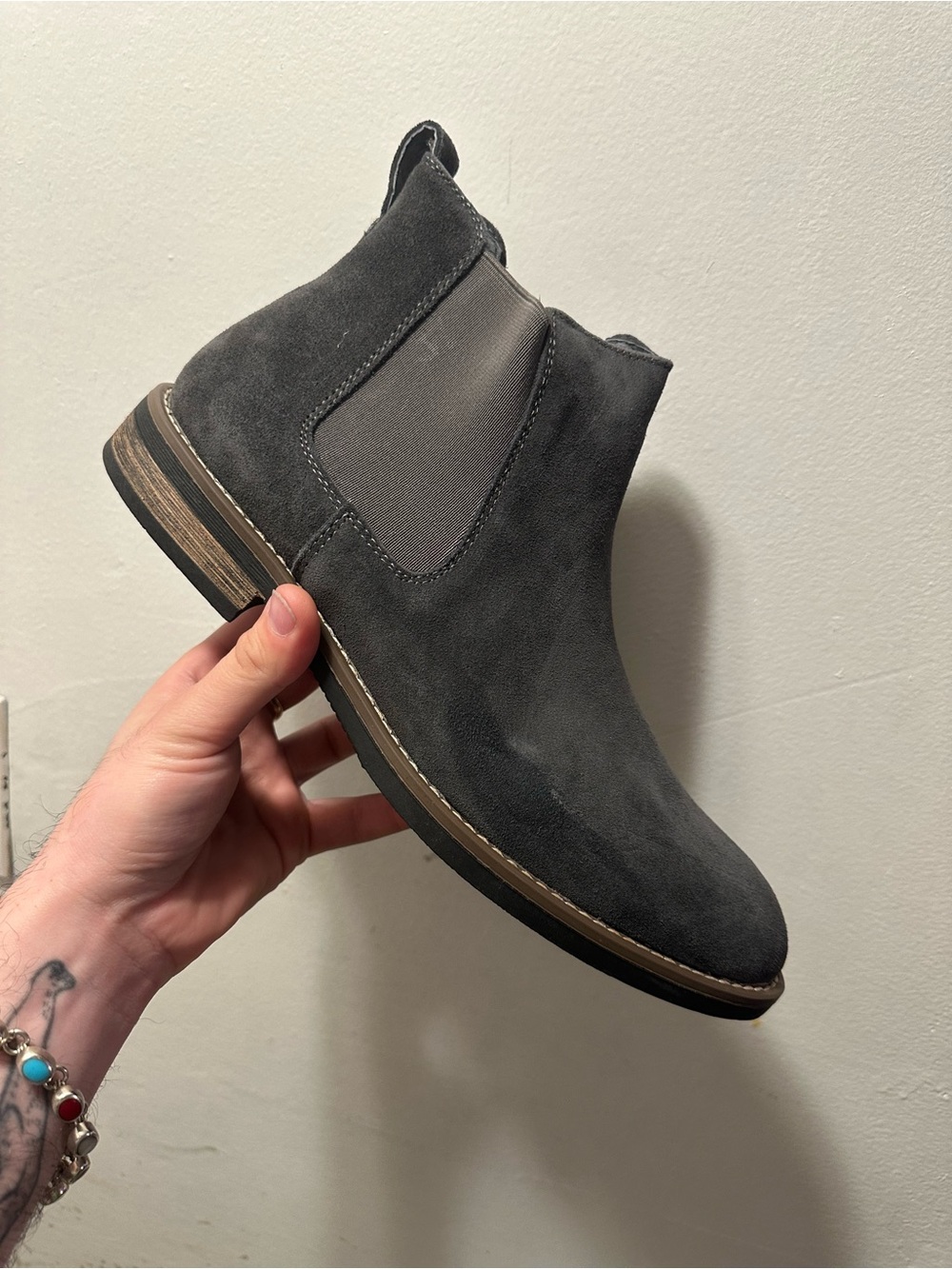 Bruno Marc Urban-06 Chelsea boots in grey suede / faux suede, size US 9